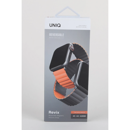 Uniq Apple Watch Ultra 49mm Revix Reversible Manyetik Kordon - Gri-Turuncu