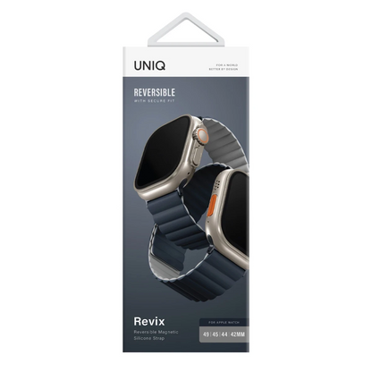 Uniq Apple Watch Ultra 49mm Revix Reversible Manyetik Kordon - Lacivert-Gri