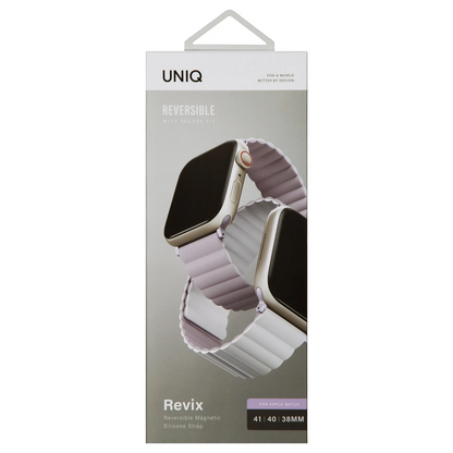Uniq Apple Watch Ultra 49mm Revix Reversible Manyetik Kordon - Lila-Beyaz