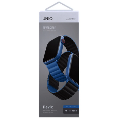 Uniq Apple Watch Ultra 49mm Revix Reversible Manyetik Kordon - Mavi-Siyah