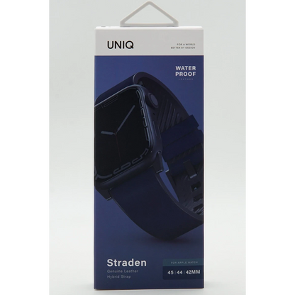 Uniq Apple Watch Ultra 49mm Straden Su Geçirmez Deri Kordon - Mavi
