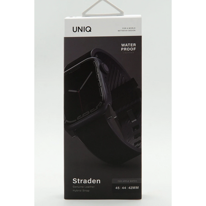 Uniq Apple Watch Ultra 49mm Straden Su Geçirmez Deri Kordon - Siyah