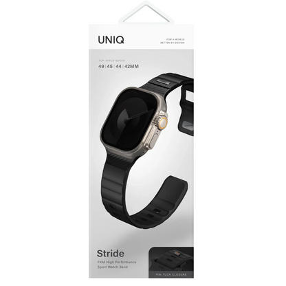 Uniq Apple Watch Ultra 49mm Stride FKM Silikon Kordon - Siyah
