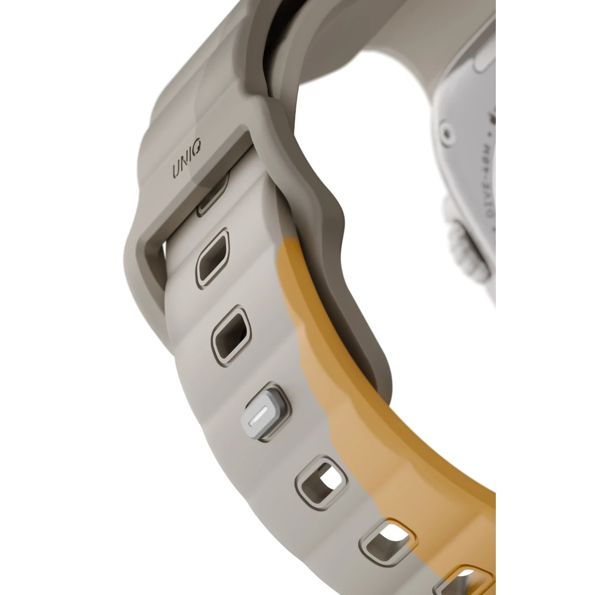 Uniq Apple Watch Ultra 49mm Stride Rubber FKM Designer Edition Silikon Kordon - Bej-Sarı
