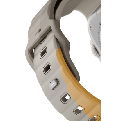 Uniq Apple Watch Ultra 49mm Stride Rubber FKM Designer Edition Silikon Kordon - Bej-Sarı