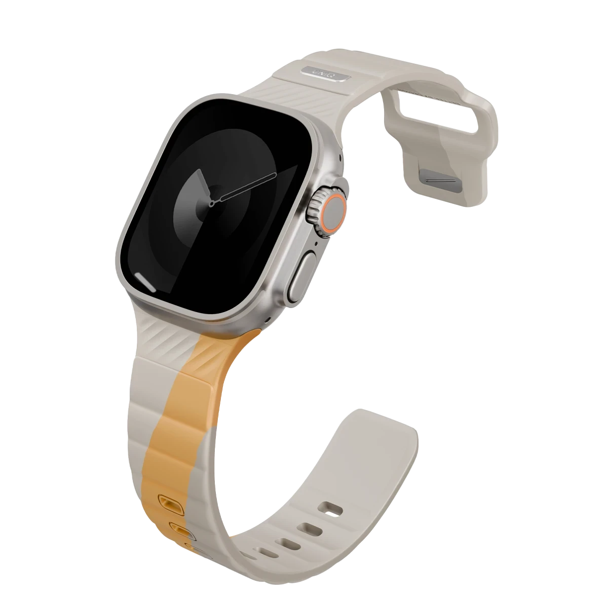 Uniq Apple Watch Ultra 49mm Stride Rubber FKM Designer Edition Silikon Kordon - Bej-Sarı
