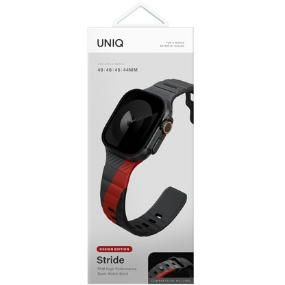 Uniq Apple Watch Ultra 49mm Stride Rubber FKM Designer Edition Silikon Kordon - Lacivert-Mavi