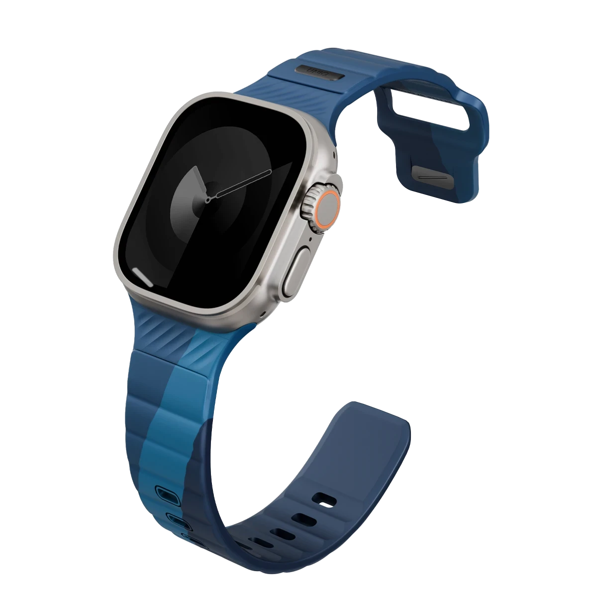 Uniq Apple Watch Ultra 49mm Stride Rubber FKM Designer Edition Silikon Kordon - Lacivert-Mavi