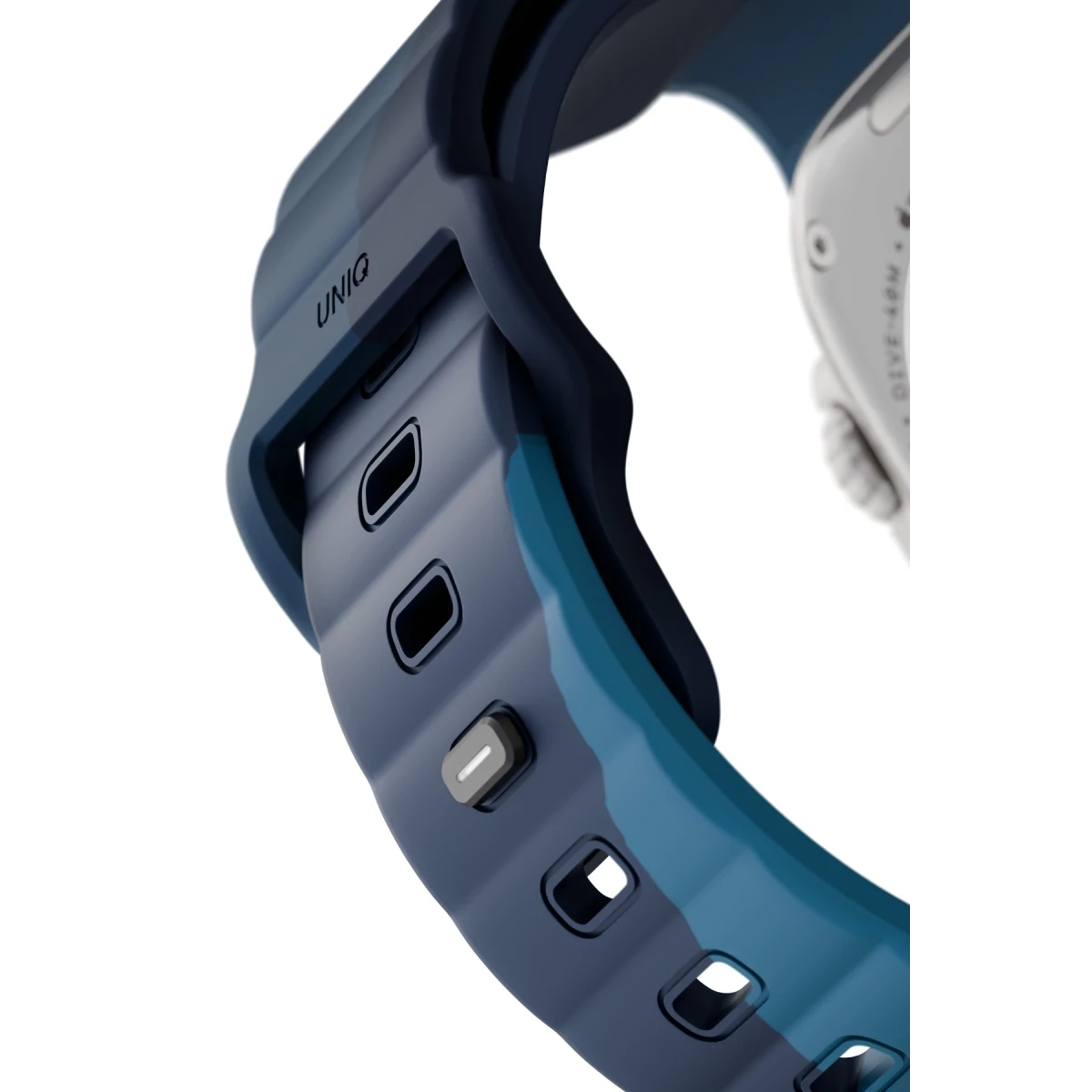 Uniq Apple Watch Ultra 49mm Stride Rubber FKM Designer Edition Silikon Kordon - Lacivert-Mavi