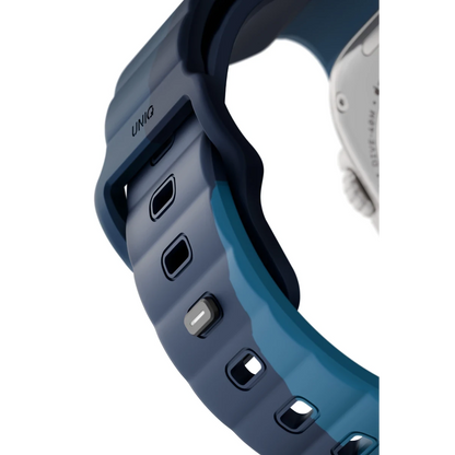 Uniq Apple Watch Ultra 49mm Stride Rubber FKM Designer Edition Silikon Kordon - Lacivert-Mavi
