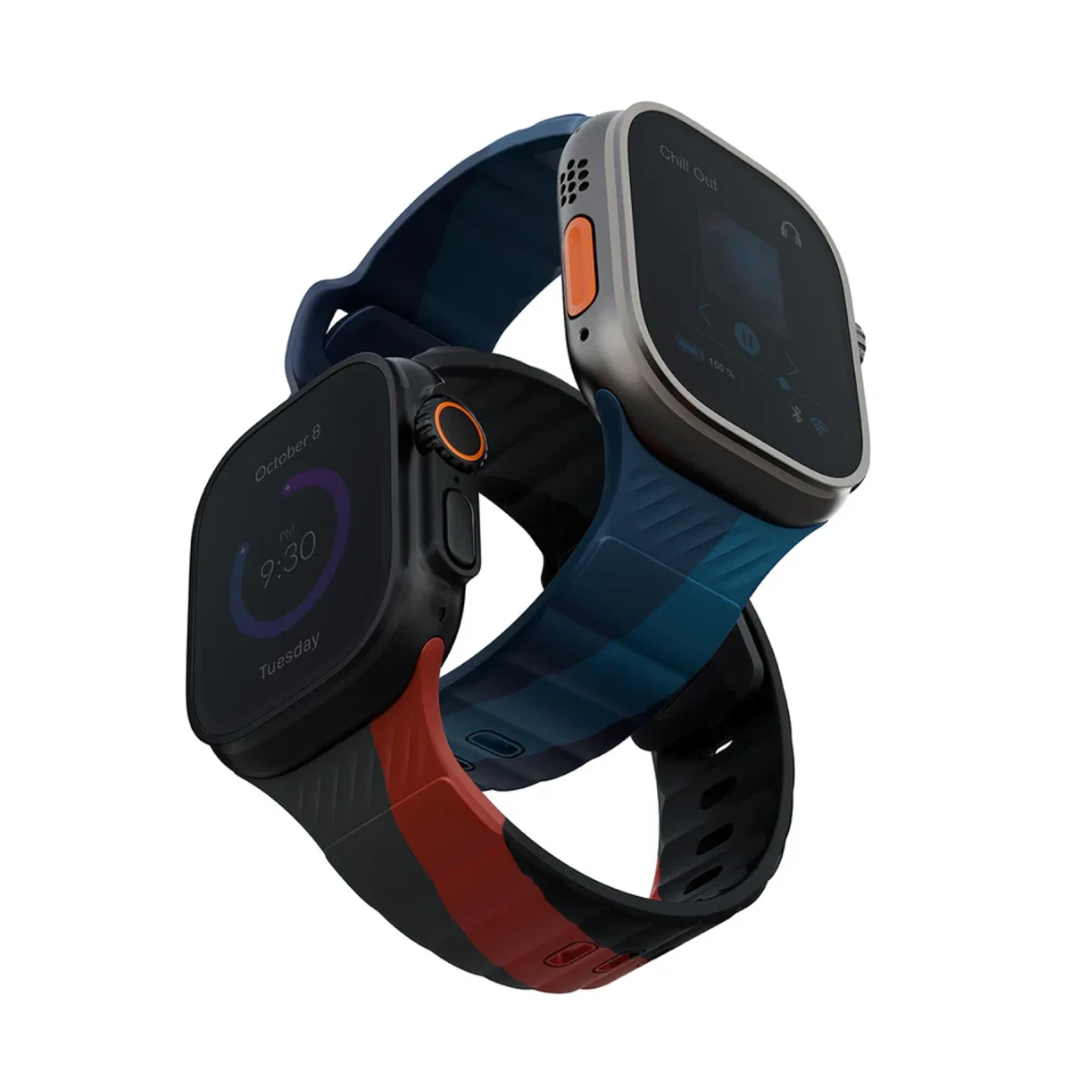 Uniq Apple Watch Ultra 49mm Stride Rubber FKM Designer Edition Silikon Kordon - Siyah-Kırmızı