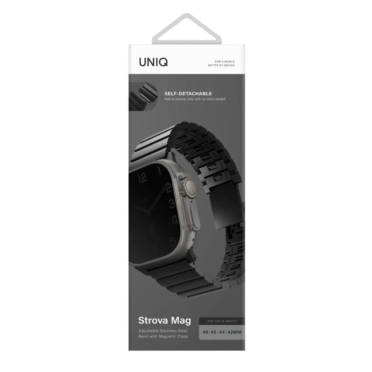 Uniq Apple Watch Ultra 49mm Strova Mag Çelik Kordon - Siyah