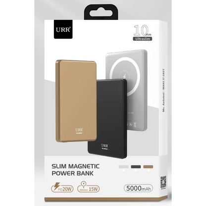 URR CDB005 5.000 mAh 20W Type-C 15W Kablosuz Şarj Magsafe UltraSlim PD Powerbank - Siyah