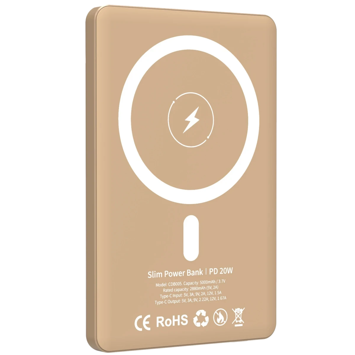 URR CDB005 5.000 mAh 20W Type-C 15W Kablosuz Şarj Magsafe UltraSlim PD Powerbank - Gold