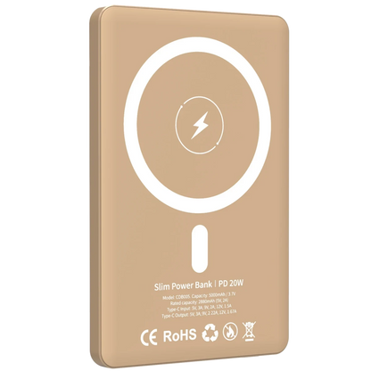 URR CDB005 5.000 mAh 20W Type-C 15W Kablosuz Şarj Magsafe UltraSlim PD Powerbank - Gold
