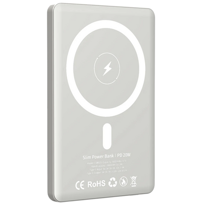 URR CDB005 5.000 mAh 20W Type-C 15W Kablosuz Şarj Magsafe UltraSlim PD Powerbank - Natural Grey