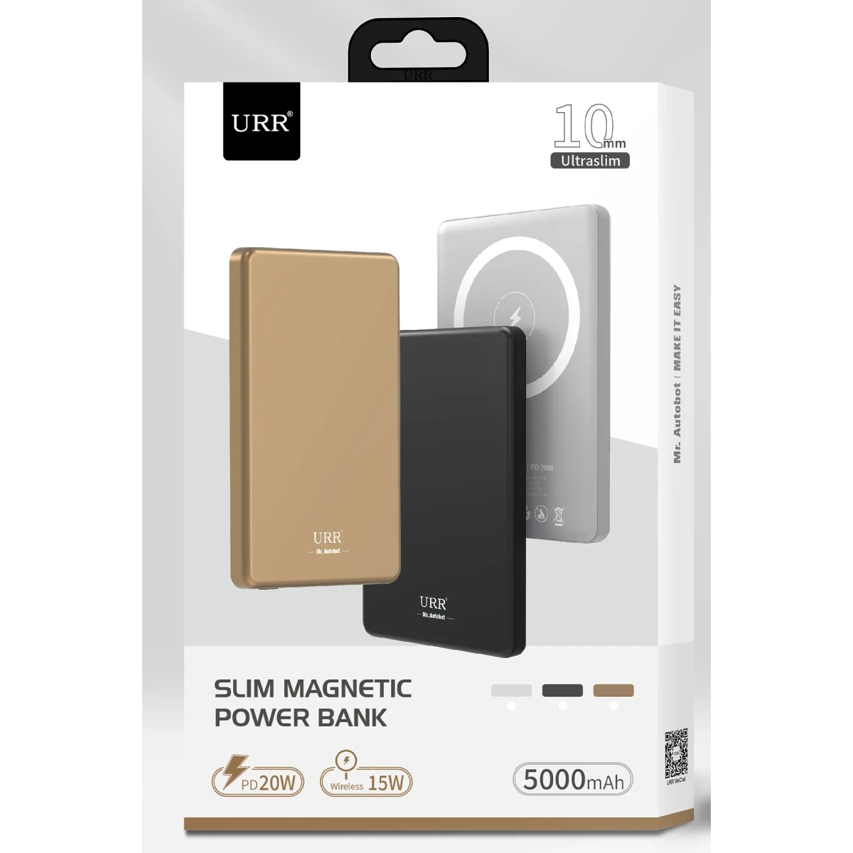 URR CDB005 5.000 mAh 20W Type-C 15W Kablosuz Şarj Magsafe UltraSlim PD Powerbank - Natural Grey