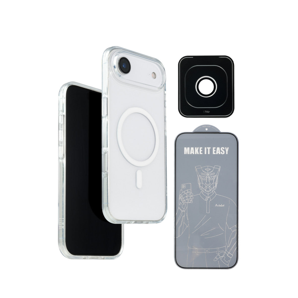 URR Apple iPhone 17 Air Crystal Clear Magsafe 3in1 Ekran Koruyucu ve Kamera Lens Koruyucu