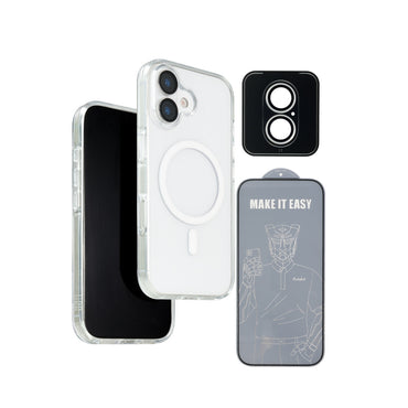 URR Apple iPhone 17 Crystal Clear Magsafe 3in1 Ekran Koruyucu ve Kamera Lens Koruyucu