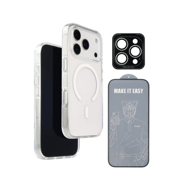 URR Apple iPhone 17 Pro Crystal Clear Magsafe 3in1 Ekran Koruyucu ve Kamera Lens Koruyucu