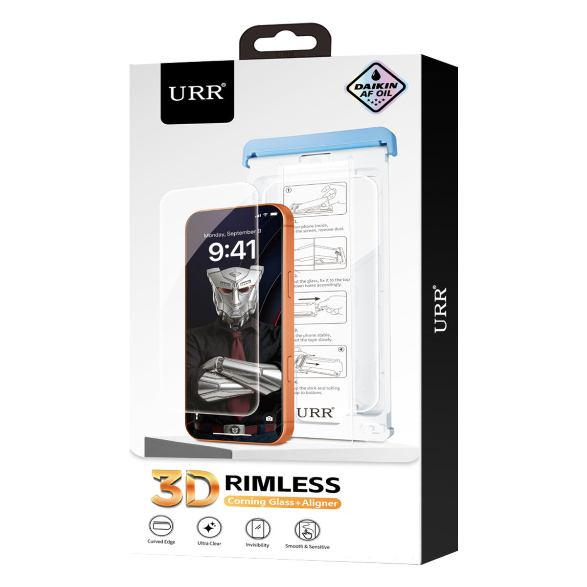 URR Apple iPhone 17 Pro Max 3D Rimless Aligner AutoKit Corning Glass Ekran Koruyucu