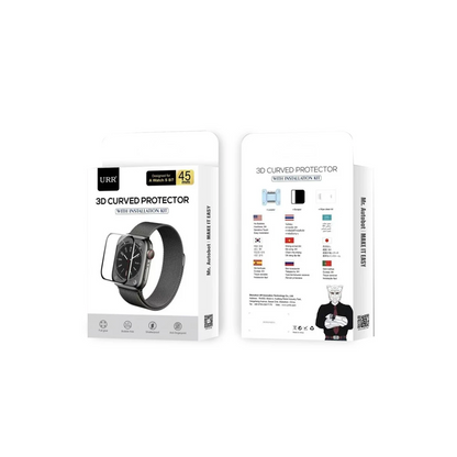 URR Apple Watch 44mm 2in1 PMMA Nano Ekran Koruyucu - Siyah