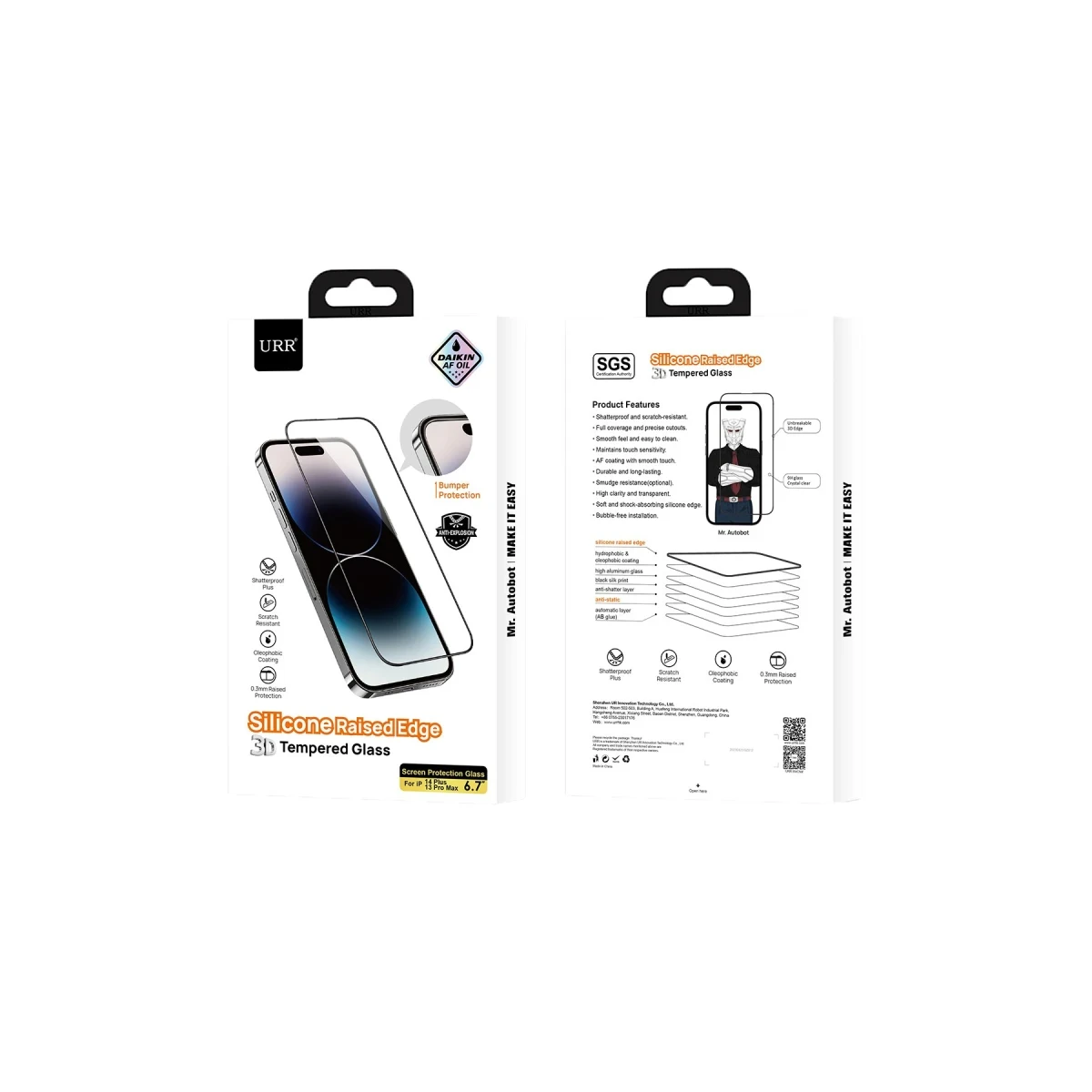 URR Apple iPhone 14 Pro 3D Silikon Edge HD Cam Ekran Koruyucu - Siyah