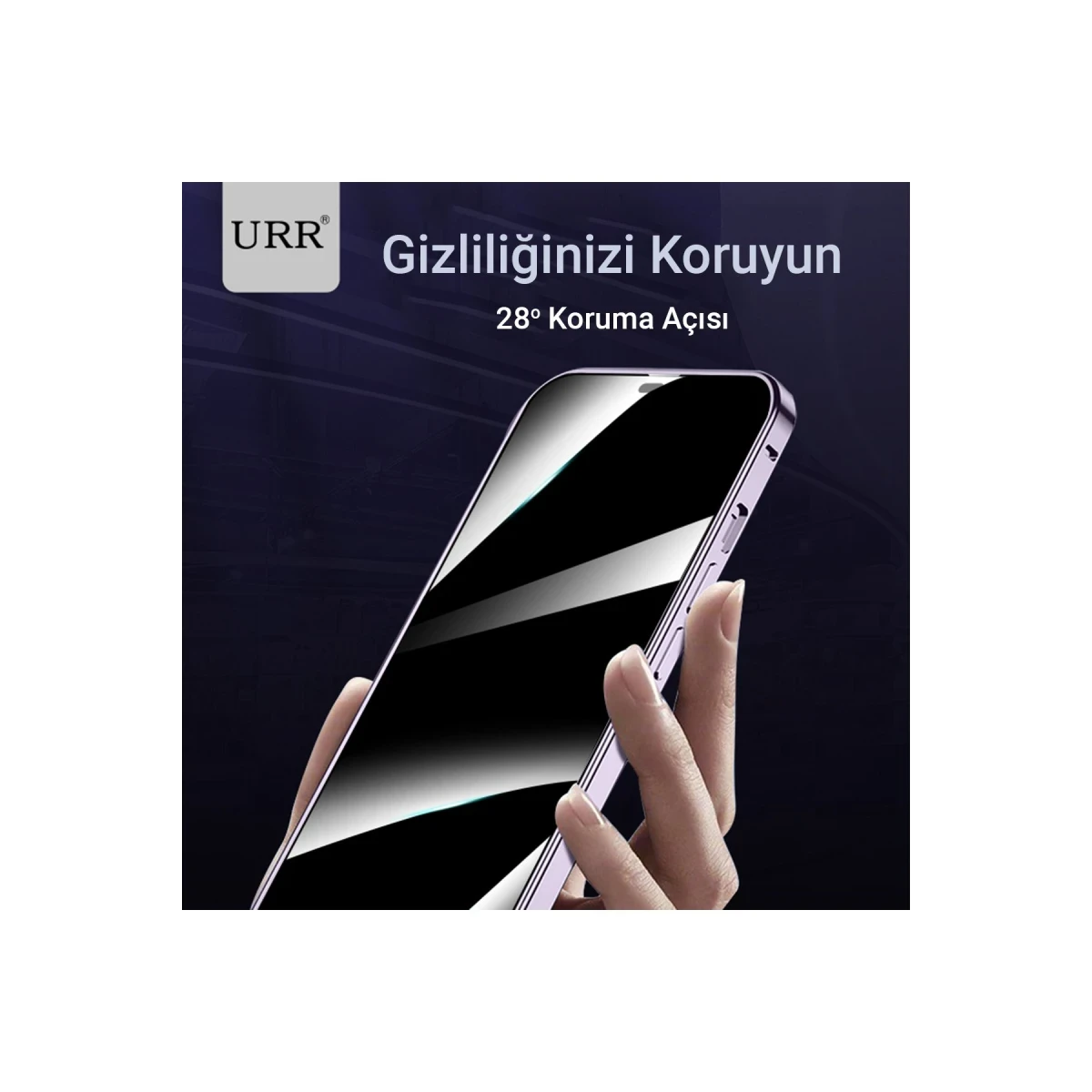 URR Apple iPhone 14 Pro HD Privacy Cam Ekran Koruyucu - Siyah