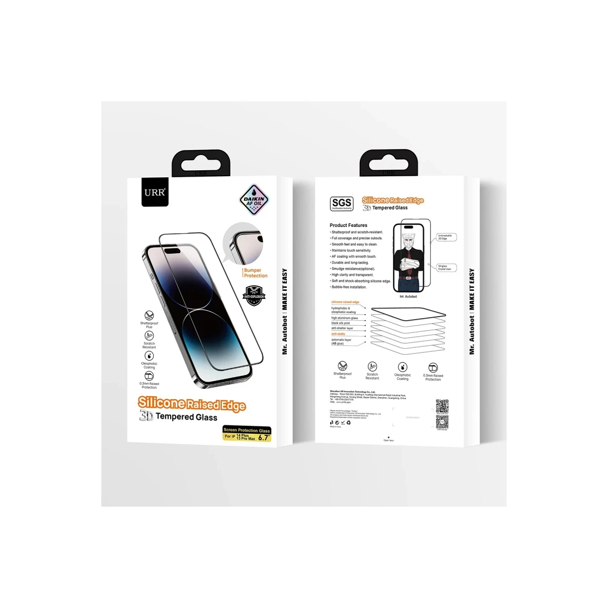 URR Apple iPhone 14 Pro Max 3D Silikon Edge HD Cam Ekran Koruyucu - Siyah
