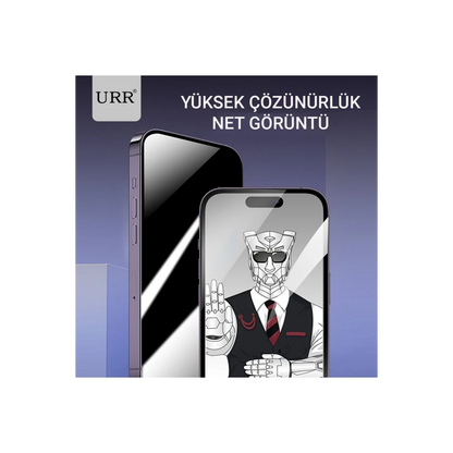 URR Apple iPhone 14 Pro Max HD Privacy Cam Ekran Koruyucu - Siyah