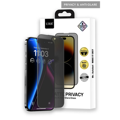 URR Apple iPhone 14 Pro Max Matte Privacy Cam Ekran Koruyucu - Siyah