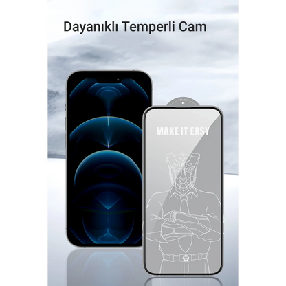 URR Apple iPhone 15 3D Curved Edge HD Cam Ekran Koruyucu - Siyah