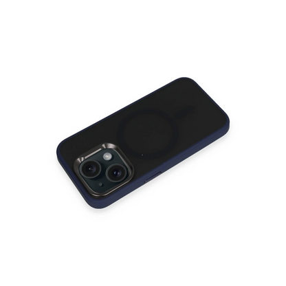 URR Apple iPhone 15 Metal Frame Matte Magsafe Kapak - Lacivert