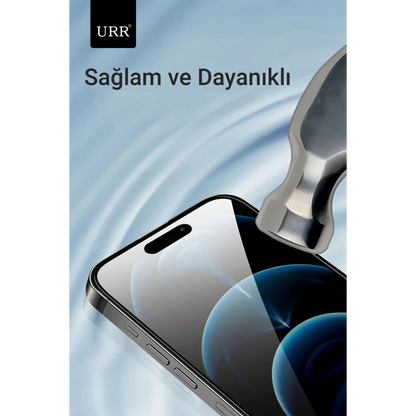 URR Apple iPhone 15 Pro 2.5D Antistatik Silkscreen Cam Ekran Koruyucu - Siyah
