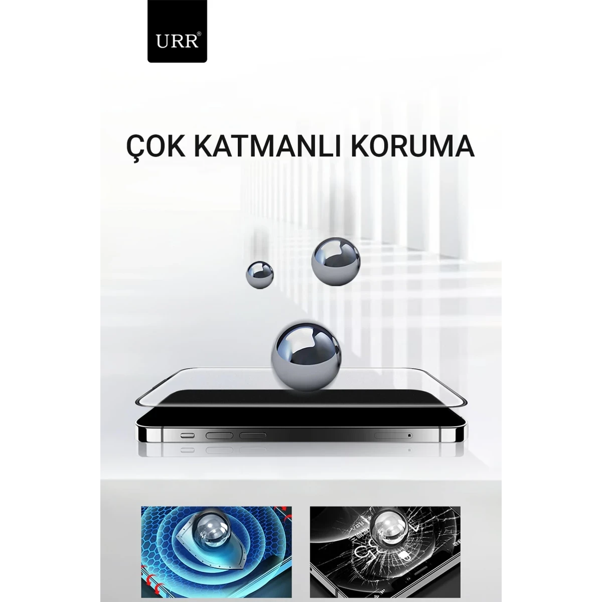 URR Apple iPhone 15 Pro 3D Matte Antiglare Resin Edge Cam Ekran Koruyucu - Siyah