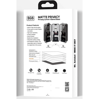URR Apple iPhone 15 Pro 3D Matte Privacy Resin Edge Cam Ekran Koruyucu - Siyah