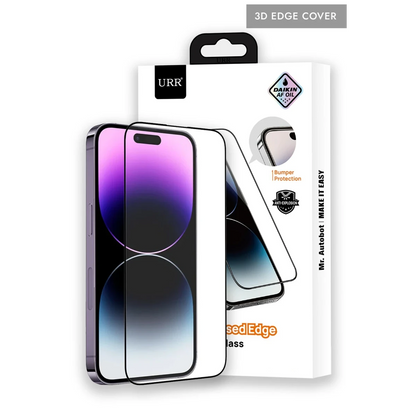 URR Apple iPhone 15 Pro 3D Silikon Edge HD Cam Ekran Koruyucu - Siyah