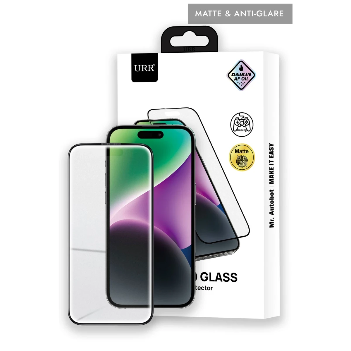 URR Apple iPhone 15 Pro Matte Antiglare Cam Ekran Koruyucu - Siyah