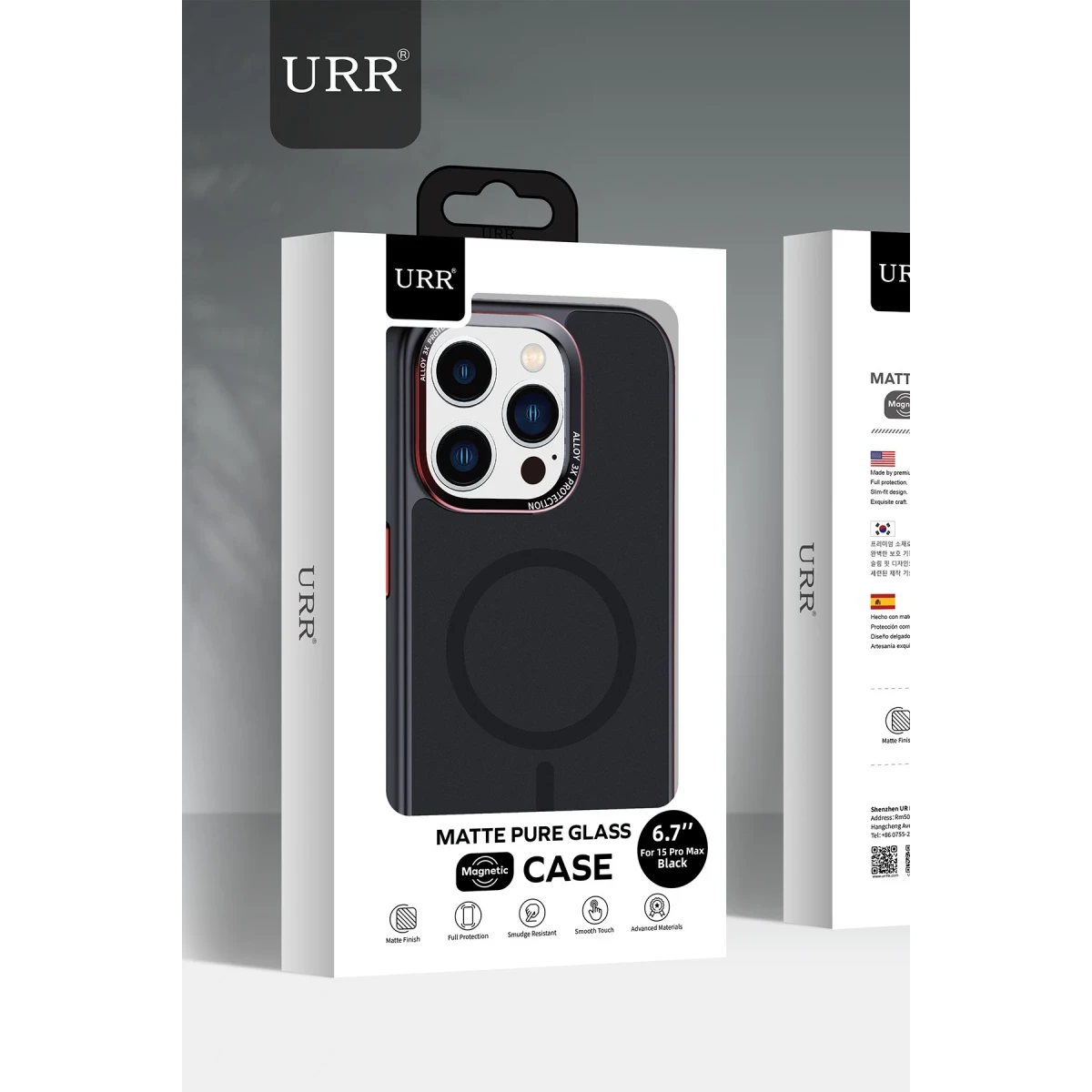 URR Apple iPhone 15 Pro Matte Pure Glass Magsafe Kapak - Siyah