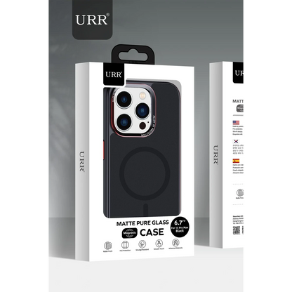 URR Apple iPhone 15 Pro Matte Pure Glass Magsafe Kapak - Siyah