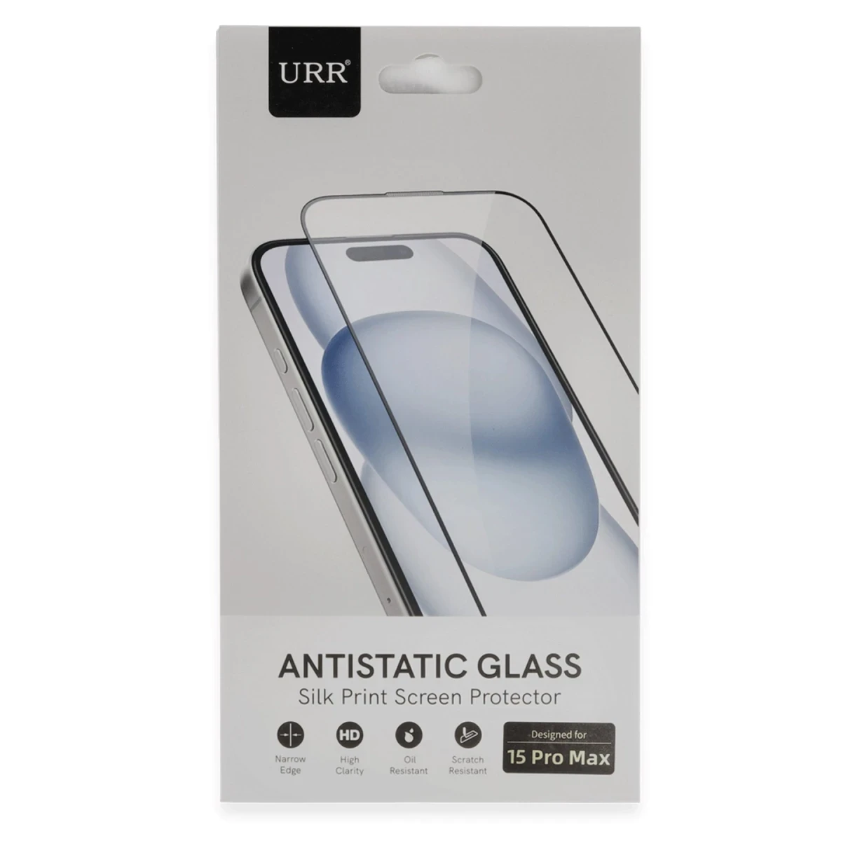 URR Apple iPhone 15 Pro Max 2.5D Antidust HD Cam Ekran Koruyucu - Siyah