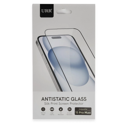URR Apple iPhone 15 Pro Max 2.5D Antidust HD Cam Ekran Koruyucu - Siyah