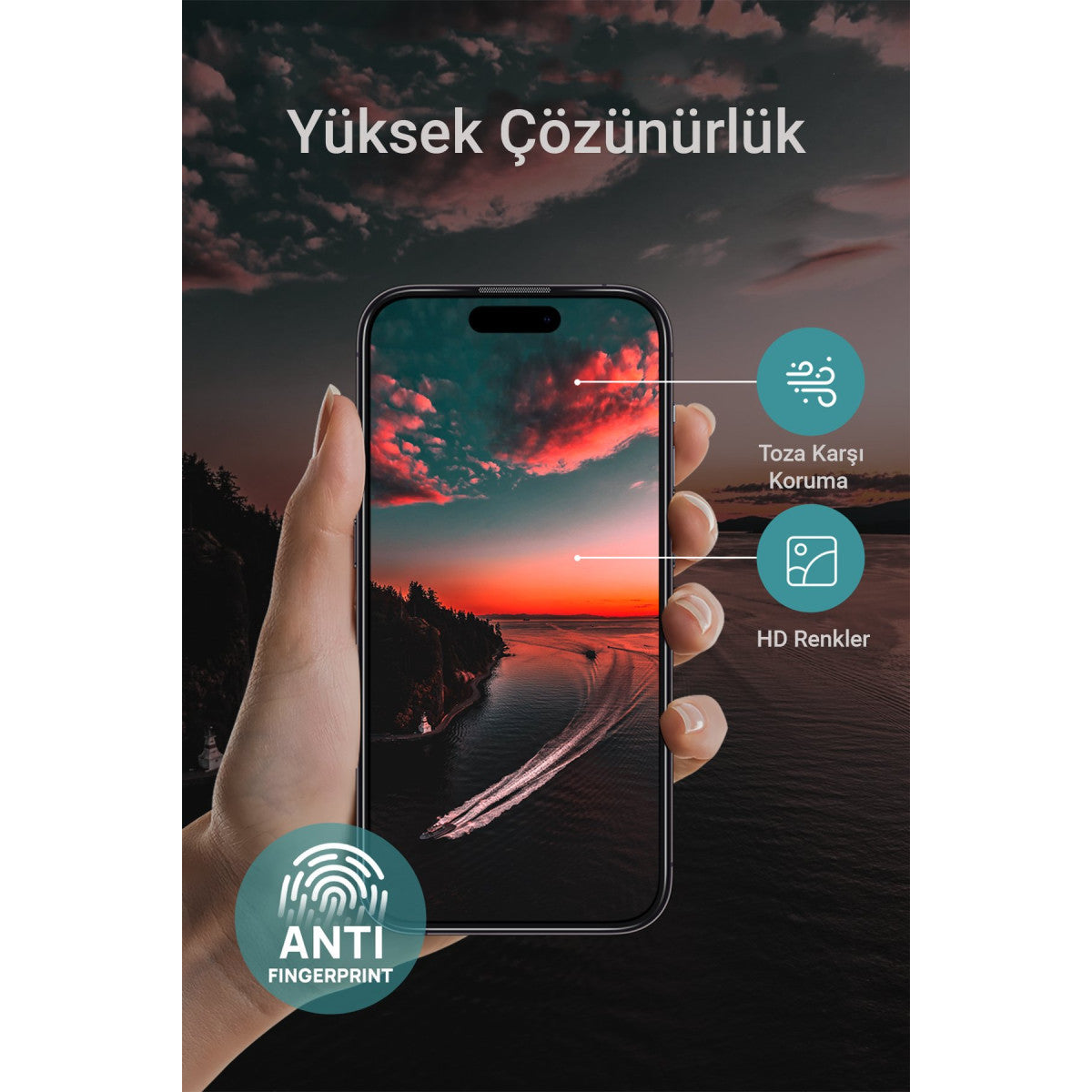 URR Apple iPhone 15 Pro Max 3D Privacy Resin Edge Cam Ekran Koruyucu