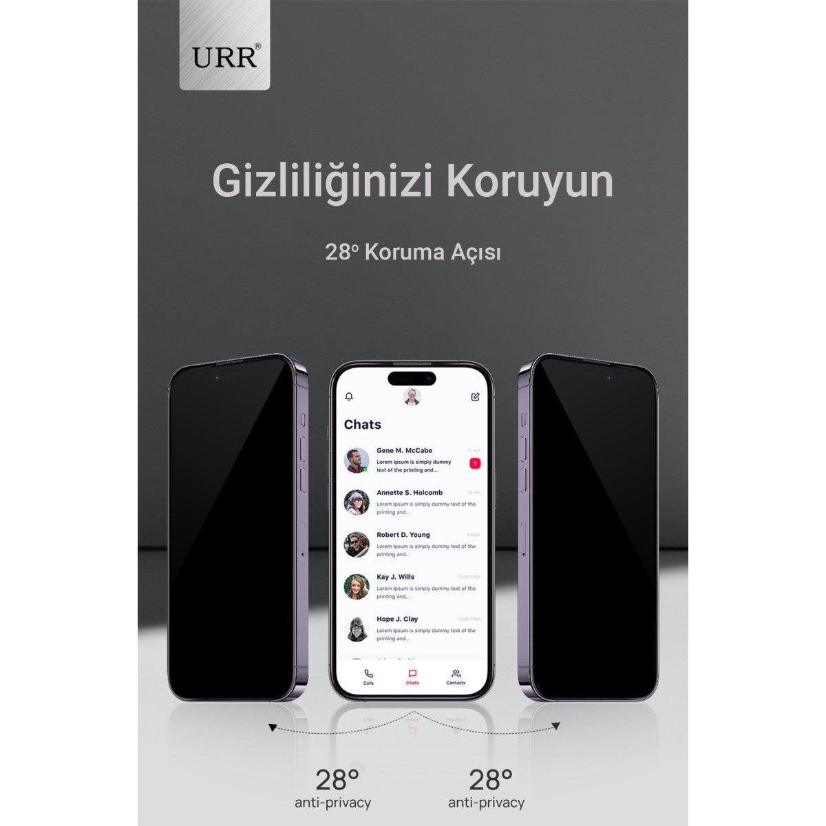 URR Apple iPhone 15 Pro Max 3D Privacy Resin Edge Cam Ekran Koruyucu