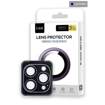 URR Apple iPhone 15 Pro Max 3D PVD Dioxide Kamera Lens Koruyucu - Lacivert