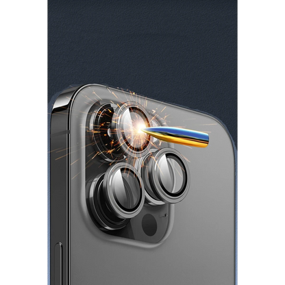 URR Apple iPhone 15 Pro Max 3D PVD Dioxide Kamera Lens Koruyucu - Siyah