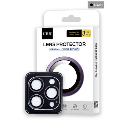URR Apple iPhone 15 Pro Max 3D PVD Dioxide Kamera Lens Koruyucu - Siyah