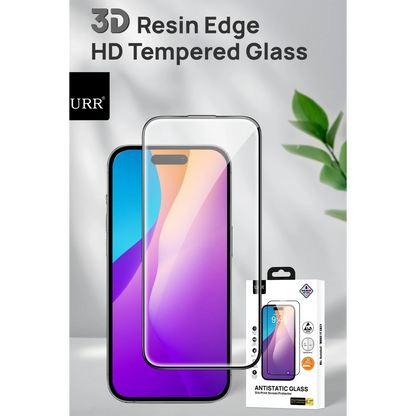 URR Apple iPhone 15 Pro Max 3D Resin Edge Cam Ekran Koruyucu - Siyah