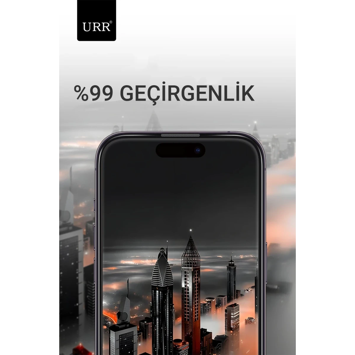 URR Apple iPhone 15 Pro Max 3D Resin Edge Cam Ekran Koruyucu - Siyah