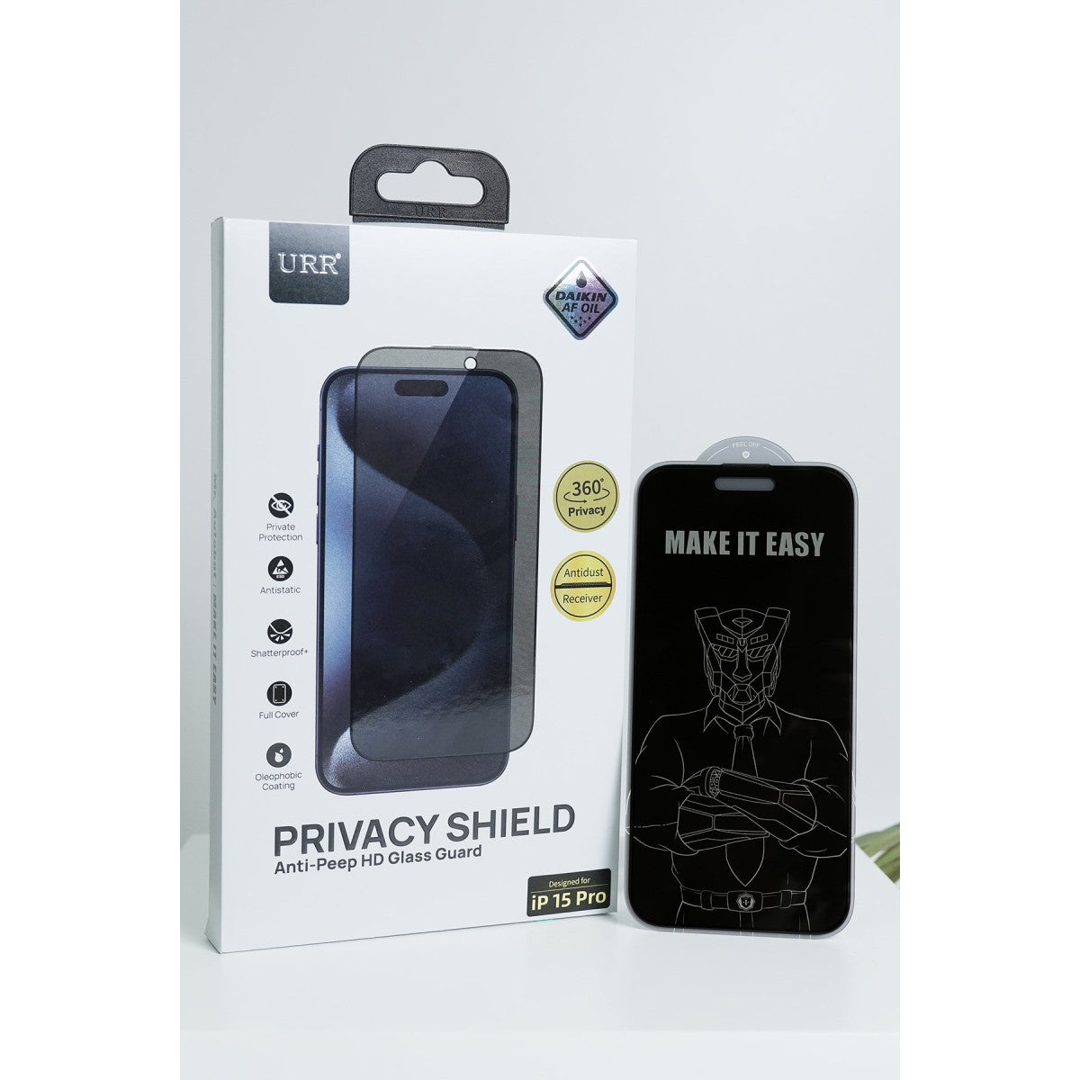 URR Apple iPhone 15 Pro Max 4 Way Anti Spy 360 Privacy Cam Ekran Koruyucu